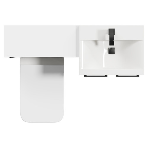 Napoli Cento Gloss White 1100mm Vanity Unit Toilet Suite with 1 Tap Hole Basin and 2 Doors with Gunmetal Grey Handles Top View