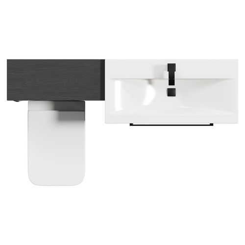 Napoli Cento 390 Nero Oak 1400mm Vanity Unit Toilet Suite with 1 Tap Hole Basin and 2 Drawers with Matt Black Handles Top View