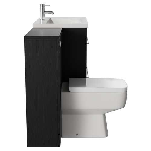 Napoli Cento Nero Oak 1400mm Vanity Unit Toilet Suite with 1 Tap Hole Basin and 2 Drawers with Polished Chrome Handles Side View