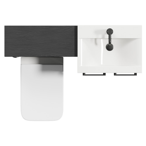 Napoli Cento Nero Oak 1100mm Vanity Unit Toilet Suite with 1 Tap Hole Basin and 2 Doors with Gunmetal Grey Handles Top Down View