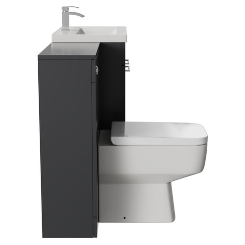 Napoli Cento 390 Gloss Grey 1200mm Wall Mounted Vanity Unit Toilet Suite with 1 Tap Hole Basin and 2 Drawers with Polished Chrome Handles Side View