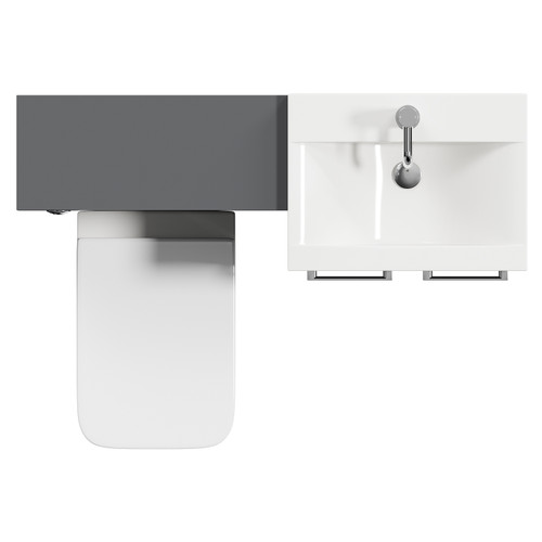 Napoli Cento Gloss Grey 1100mm Vanity Unit Toilet Suite with 1 Tap Hole Basin and 2 Doors with Polished Chrome Handles Top Down View