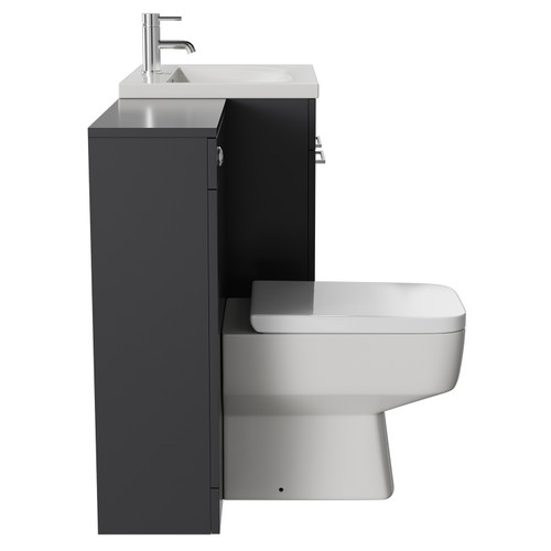 Napoli Cento Gloss Grey 1200mm Vanity Unit Toilet Suite with 1 Tap Hole Basin and 2 Doors with Polished Chrome Handles Side View
