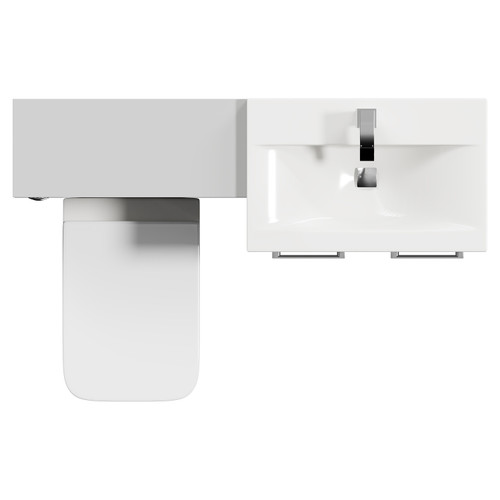 Napoli Cento 390 Gloss Grey Pearl 1200mm Wall Mounted Vanity Unit Toilet Suite with 1 Tap Hole Basin and 2 Drawers with Polished Chrome Handles Top Down View