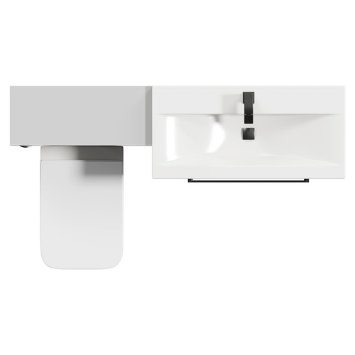 Napoli Cento 390 Gloss Grey Pearl 1400mm Vanity Unit Toilet Suite with 1 Tap Hole Basin and 2 Drawers with Gunmetal Grey Handles Top Down View