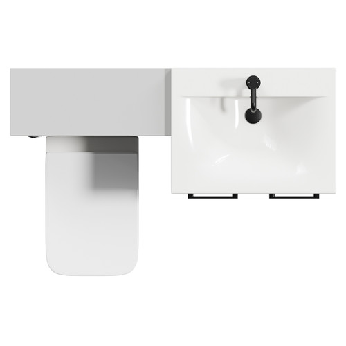 Napoli Cento Gloss Grey Pearl 1200mm Vanity Unit Toilet Suite with 1 Tap Hole Basin and 2 Doors with Matt Black Handles Top Down View