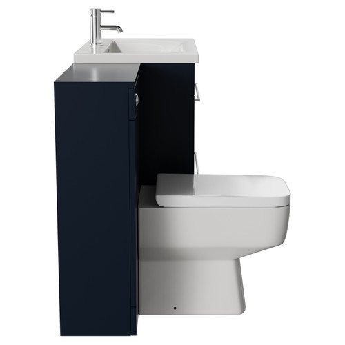 Napoli Cento Deep Blue 1400mm Vanity Unit Toilet Suite with 1 Tap Hole Basin and 2 Drawers with Polished Chrome Handles Side View