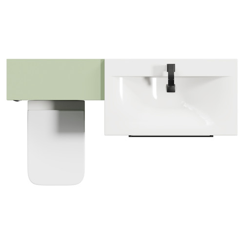 Napoli Cento Olive Green 1400mm Vanity Unit Toilet Suite with 1 Tap Hole Basin and 2 Drawers with Gunmetal Grey Handles Top View