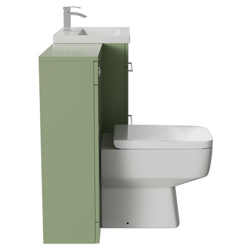 Napoli Cento 390 Olive Green 1200mm Vanity Unit Toilet Suite with 1 Tap Hole Basin and 2 Doors with Polished Chrome Handles Side View