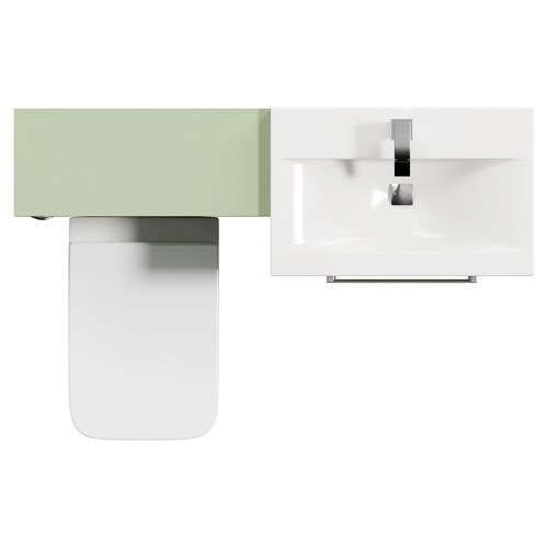Napoli Cento 390 Olive Green 1200mm Vanity Unit Toilet Suite with 1 Tap Hole Basin and 2 Doors with Polished Chrome Handles Top Down View
