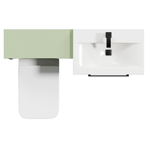 Napoli Cento 390 Olive Green 1200mm Vanity Unit Toilet Suite with 1 Tap Hole Basin and 2 Doors with Matt Black Handles Top Down View