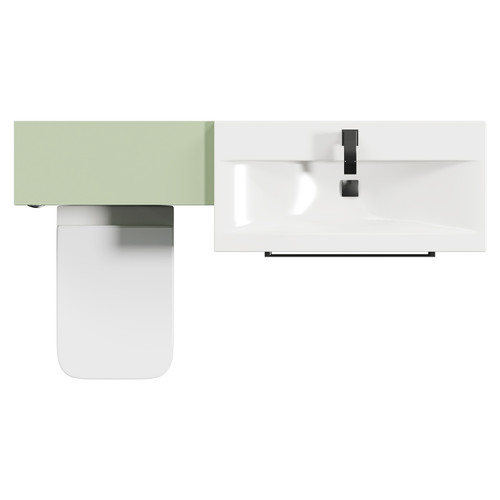 Napoli Cento 390 Olive Green 1400mm Vanity Unit Toilet Suite with 1 Tap Hole Basin and 2 Drawers with Gunmetal Grey Handles Top Down View