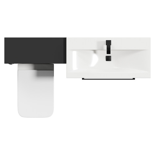 Napoli Cento 390 Matt Black 1400mm Vanity Unit Toilet Suite with 1 Tap Hole Basin and 2 Drawers with Matt Black Handles Top Down View