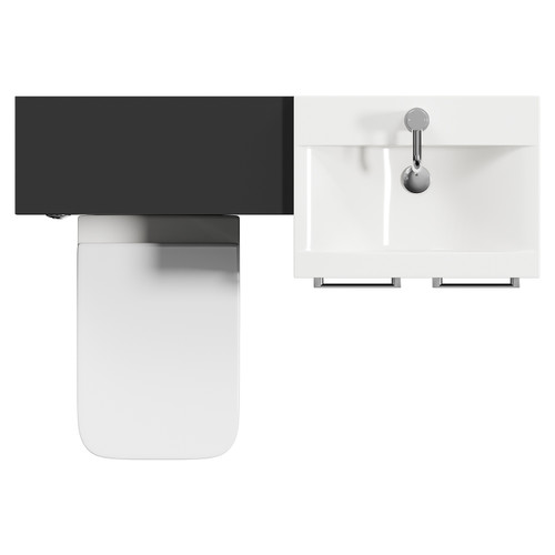 Napoli Cento Matt Black 1100mm Vanity Unit Toilet Suite with 1 Tap Hole Basin and 2 Doors with Polished Chrome Handles Top Down View