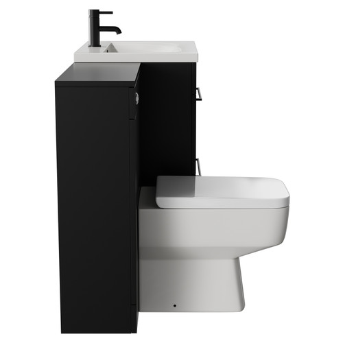 Napoli Cento Matt Black 1200mm Vanity Unit Toilet Suite with 1 Tap Hole Basin and 2 Drawers with Matt Black Handles Side View