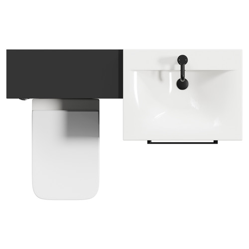 Napoli Cento Matt Black 1200mm Vanity Unit Toilet Suite with 1 Tap Hole Basin and 2 Drawers with Matt Black Handles Top Down View