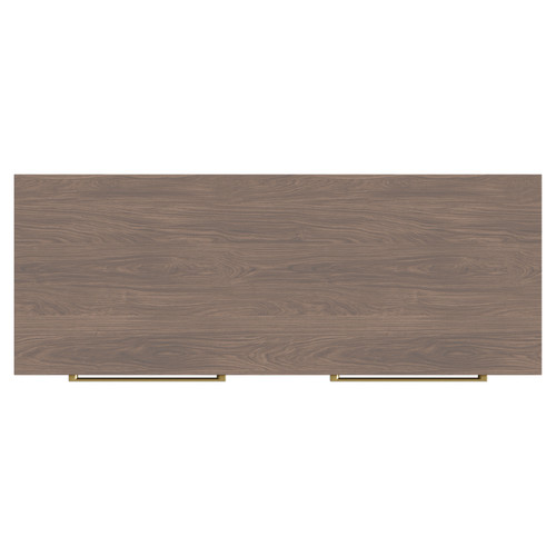 Napoli Brown Oak 1200mm Wall Mounted Vanity Unit for Countertop Basins with 4 Drawers and Brushed Brass Handles Top View