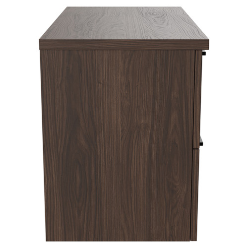 Napoli 390 Brown Oak 800mm Wall Mounted Vanity Unit for Countertop Basins with 2 Drawers and Matt Black Handles Side View