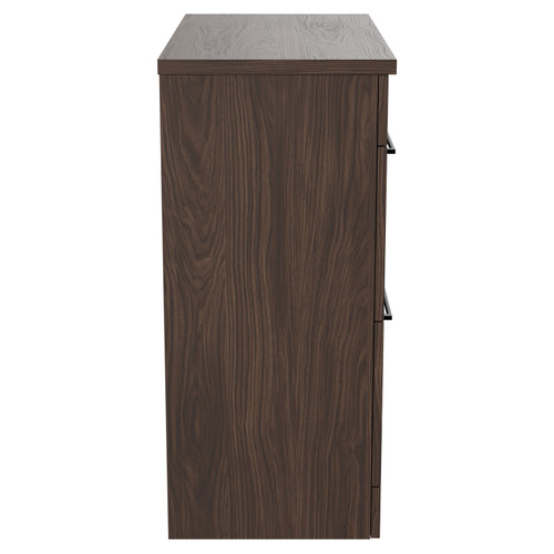 Napoli 390 Brown Oak 800mm Floor Standing Vanity Unit for Countertop Basins with 2 Drawers and Matt Black Handles Side View