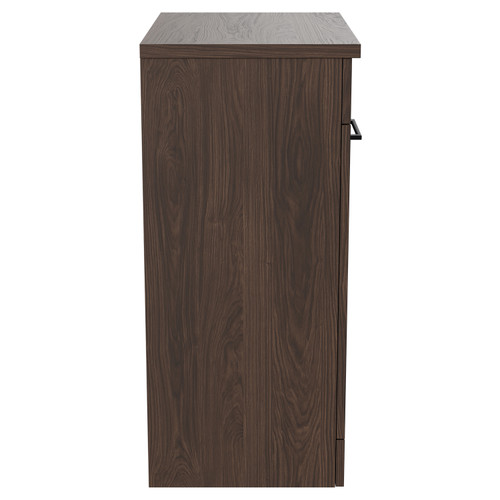 Napoli 390 Brown Oak 600mm Floor Standing Vanity Unit for Countertop Basins with 2 Doors and Gunmetal Grey Handles Side View