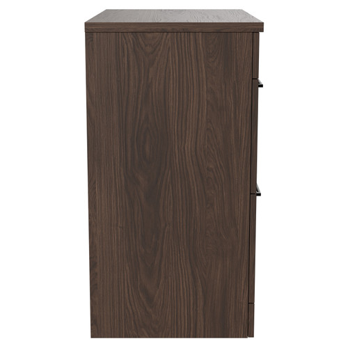Napoli Brown Oak 800mm Floor Standing Vanity Unit for Countertop Basins with 2 Drawers and Matt Black Handles Side View