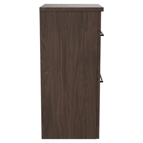 Napoli Brown Oak 500mm Floor Standing Vanity Unit for Countertop Basins with 2 Drawers and Matt Black Handles Side View