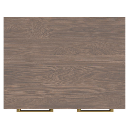 Napoli Brown Oak 600mm Floor Standing Vanity Unit for Countertop Basins with 2 Doors and Brushed Brass Handles Top View