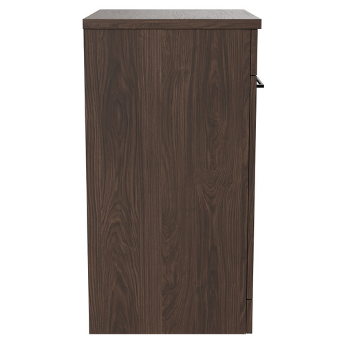 Napoli Brown Oak 600mm Floor Standing Vanity Unit for Countertop Basins with 2 Doors and Matt Black Handles Side View