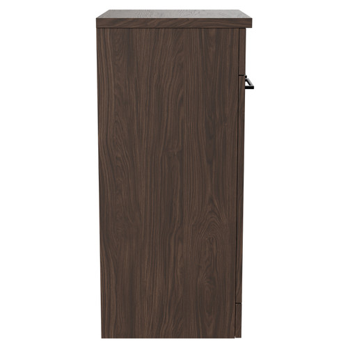Napoli Brown Oak 500mm Floor Standing Vanity Unit for Countertop Basins with 2 Doors and Matt Black Handles Side View