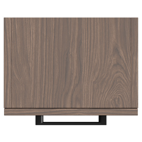 Napoli Brown Oak 350mm Wall Mounted Side Cabinet with Single Door and Matt Black Handle Top View