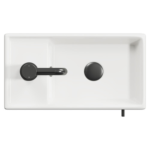 Napoli Compact Brown Oak 400mm Floor Standing Vanity Unit with 1 Tap Hole Basin and Single Door with Gunmetal Grey Handle Top View