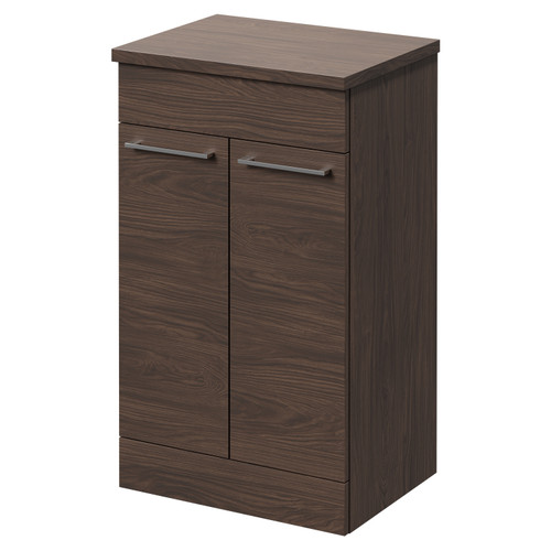 Napoli Brown Oak 500mm Floor Standing Vanity Unit for Countertop Basins with 2 Doors and Polished Chrome Handles Right Hand View