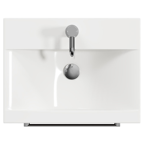 Napoli Brown Oak 500mm Floor Standing Vanity Unit with 1 Tap Hole Basin and 2 Drawers with Polished Chrome Handles Top View