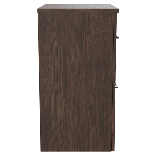 Napoli Brown Oak 600mm Floor Standing Vanity Unit for Countertop Basins with 2 Drawers and Polished Chrome Handles Side View