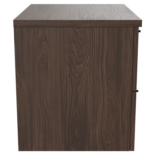 Napoli Brown Oak 600mm Wall Mounted Vanity Unit for Countertop Basins with 2 Drawers and Polished Chrome Handles Side View