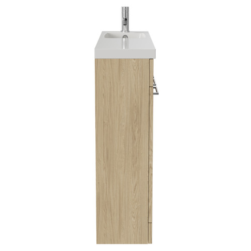 Napoli Combination Light Oak 1000mm Floor Standing Vanity Unit with Slimline 1 Tap Hole Round Basin and 4 Doors with Chrome Handles Side View