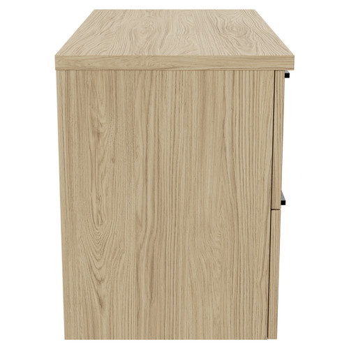 Napoli 390 Light Oak 800mm Wall Mounted Vanity Unit for Countertop Basins with 2 Drawers and Matt Black Handles Side View