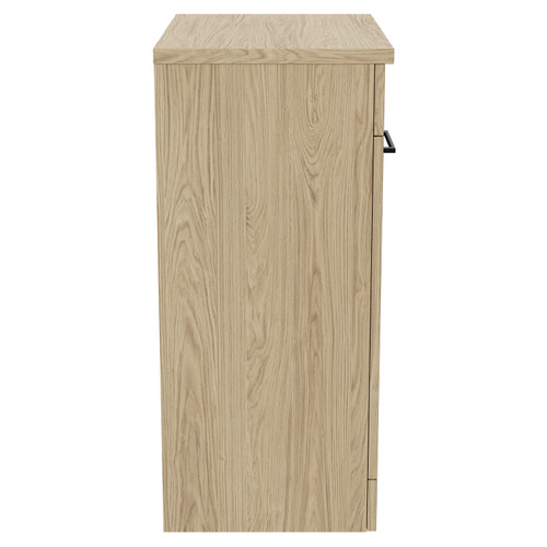 Napoli 390 Light Oak 600mm Floor Standing Vanity Unit for Countertop Basins with 2 Doors and Gunmetal Grey Handles Side View
