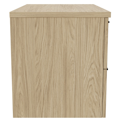 Napoli Light Oak 800mm Wall Mounted Vanity Unit for Countertop Basins with 2 Drawers and Gunmetal Grey Handles Side View