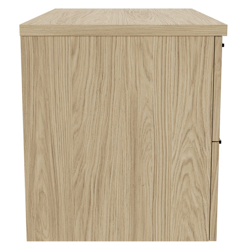 Napoli Light Oak 800mm Wall Mounted Vanity Unit for Countertop Basins with 2 Drawers and Matt Black Handles Side View