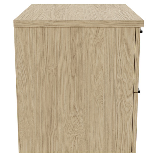 Napoli Light Oak 600mm Wall Mounted Vanity Unit for Countertop Basins with 2 Drawers and Gunmetal Grey Handles Side View