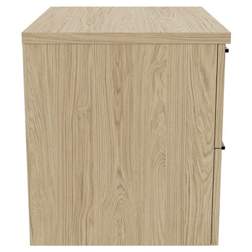 Napoli Light Oak 600mm Wall Mounted Vanity Unit for Countertop Basins with 2 Drawers and Matt Black Handles Side View