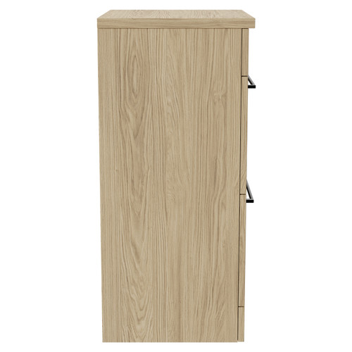 Napoli Light Oak 500mm Floor Standing Vanity Unit for Countertop Basins with 2 Drawers and Matt Black Handles Side View
