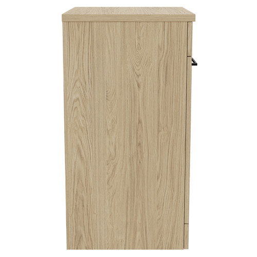 Napoli Light Oak 600mm Floor Standing Vanity Unit for Countertop Basins with 2 Doors and Gunmetal Grey Handles Side View