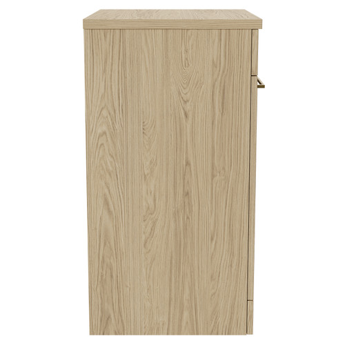 Napoli Light Oak 600mm Floor Standing Vanity Unit for Countertop Basins with 2 Doors and Brushed Brass Handles Side View