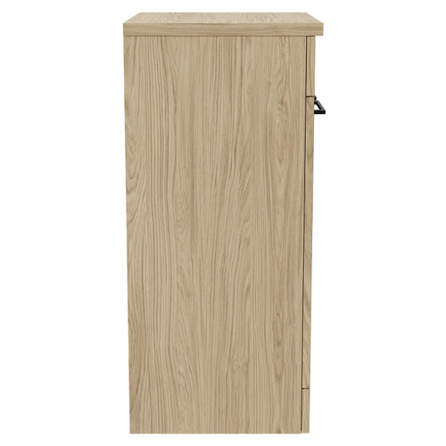 Napoli Light Oak 500mm Floor Standing Vanity Unit for Countertop Basins with 2 Doors and Gunmetal Grey Handles Side View