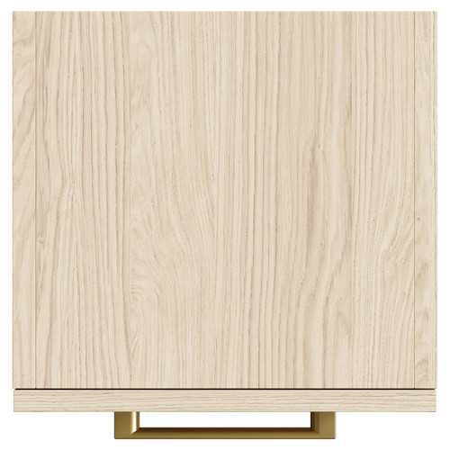 Napoli Light Oak 350mm x 1600mm Wall Mounted Tall Storage Unit with 2 Doors 2 Drawers and Brushed Brass Handles Top Down View