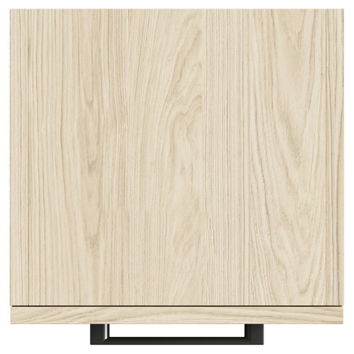 Napoli Light Oak 350mm x 1600mm Wall Mounted Tall Storage Unit with 2 Doors and Gunmetal Grey Handles Top Down View