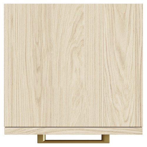 Napoli Light Oak 350mm x 1600mm Wall Mounted Tall Storage Unit with 2 Doors and Brushed Brass Handles Top Down View