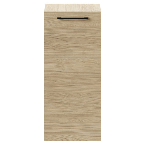 Napoli Light Oak 350mm Wall Mounted Side Cabinet with Single Door and Matt Black Handle Front View
